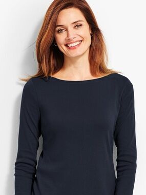 Talbots Navy Boatneck Long-Sleeve Top